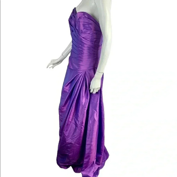 Jordan Size 10 Purple Iridescent Taffeta Side Draped Long Bridesmaid  Dress Prom - Picture 4 of 9
